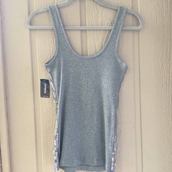 Express Silver Sequin Camisole Tank Top XS NWT evening Top night out NYE… - Picture 5 of 8